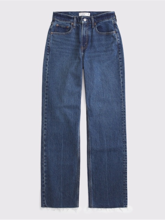 Abercrombie & Fitch Denim - Abercrombie High Rise 90s Relaxed Jean Dark w/Back Hem Distressed NWT - Size 28